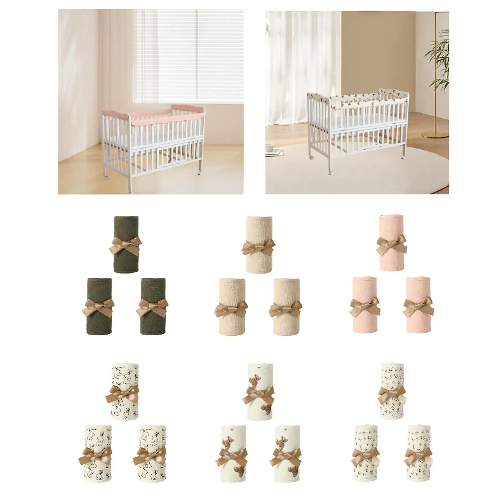 4x capas de trilho de cama de bebê respirável acessório de berçário algodão berço proteção envoltório borda pára-choques de cama para recém-nascidos crianças