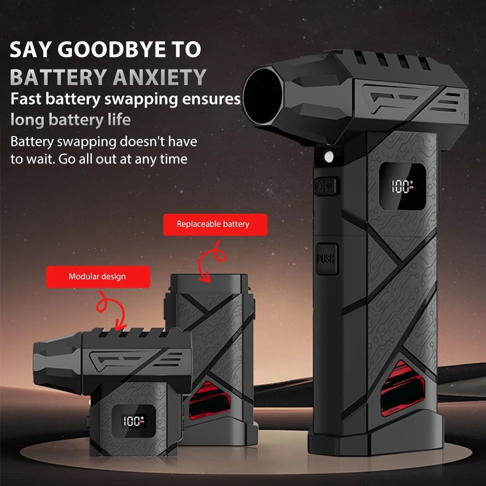 منفاخ هواء توربو قوي 99WRPM عالي السرعة بدون فرش 100 سرعة تنظيم توربو منفاخ نفاث مروحة عنيفة مع إضاءة LED