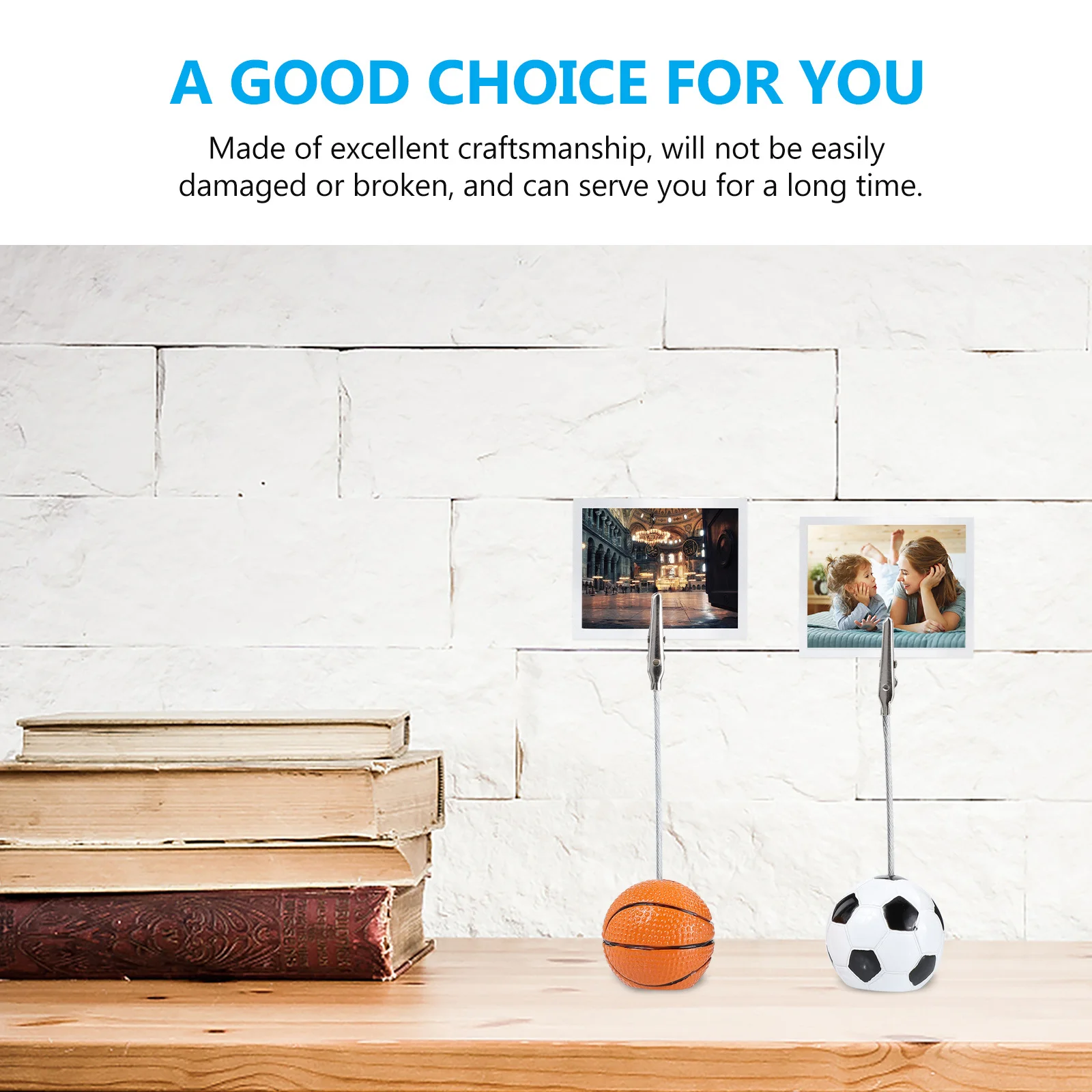 

6Pcs Ball Pendant Memo Photo Holders Desktop Clips Home Office Cards Holders Photo Display Organizers Clips Desk Adornments