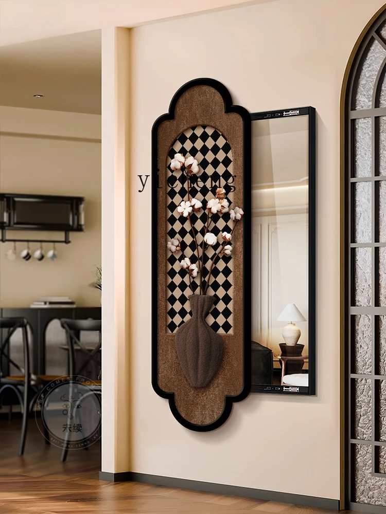 XL Push-Pull Full-Length Mirror Retro Porch Decorative Painting Invisible Dressing Mirror Mural