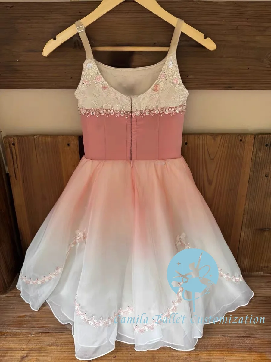 High-end new style unstoppable daughter peach pink sparkling diamond ballet performance long gauze dress for adults and children