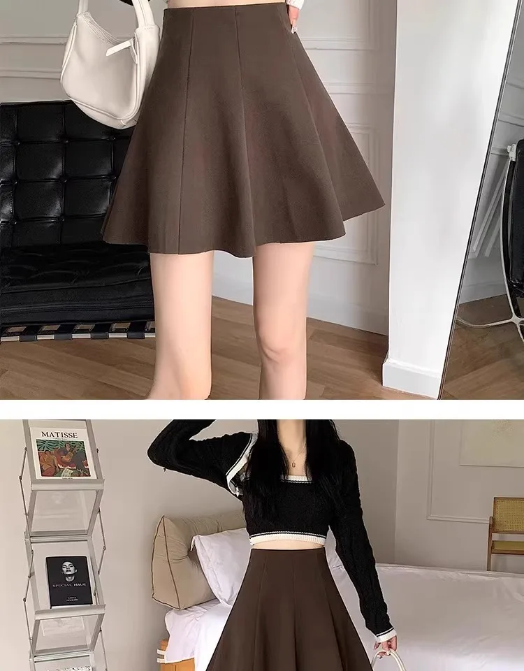 Halbrock Damen Neuer Herbst- und Winter-A-Linien-Kurzrock, sexy, figurbetont, flauschig, für kleine Frauen, vielseitiger Schirmrock – Detail 6