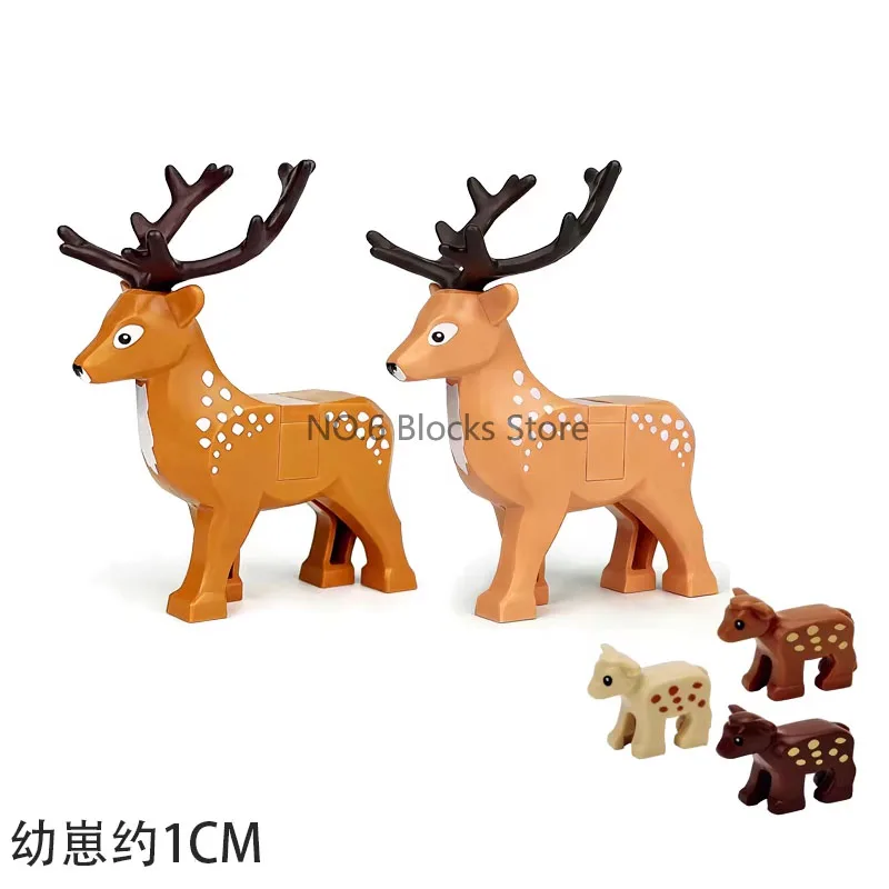 Wildtier-Bausteine MOC Tiger Löwe Elefant Bär Hai Adler Wolf Modellbausatz DIY Lernspielzeug Geschenke für Kinder S11