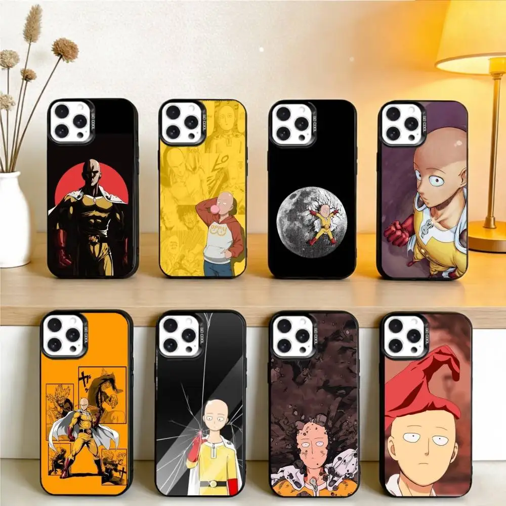 

Funny O-One Punch M-Man Phone Case For iPhone 16,15,14,13,12,17,Pro,MAX Black Matte Shockproof Cover