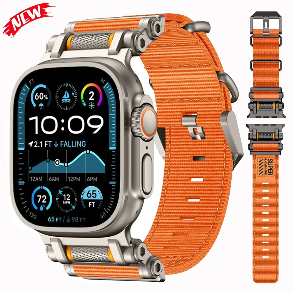

Мужской роскошный нейлоновый ремешок для Apple Watch Ultra 3 2 1 49 мм серии 11 10 46 мм Мягкий спортивный ремешок для Iwatch 9 8 7 6 5 4 SE 3 44 мм 45 мм