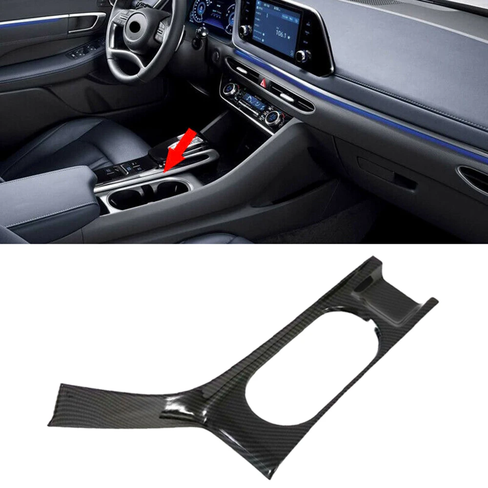 

For Hyundai Sonata DN8 2020-2021 ABS Carbon Fiber Center Console Gear Shift Panel Front Water Cup Holder Cover Trim Accessories