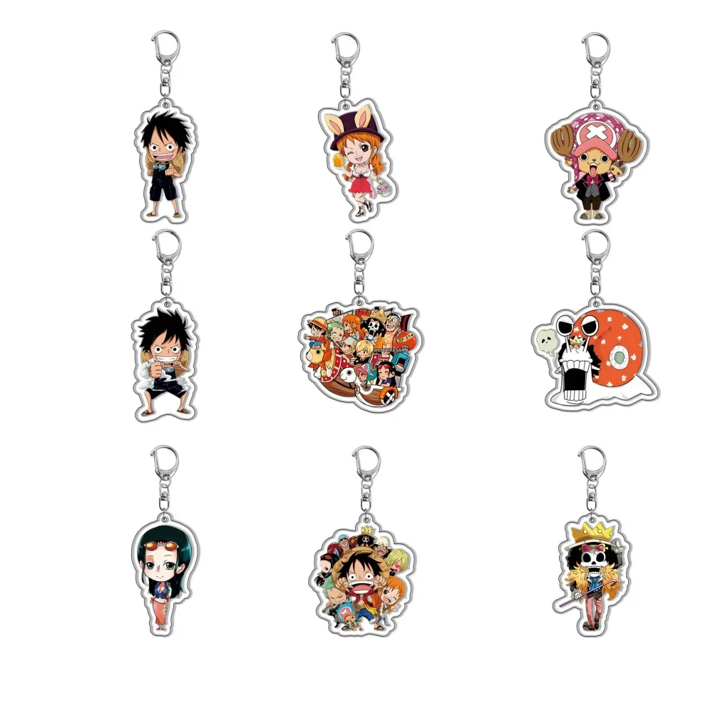 Anime ONE PIECE Keychain Cartoon Figure Monkey D Luffy Roronoa Zoro Acrylic Badge Pendant Keyring Kawaii Jewelry Accessories 6cm