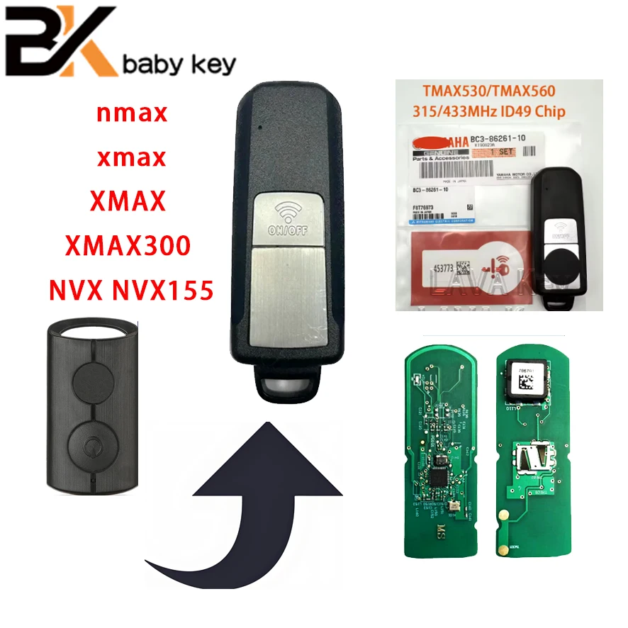 

original /aftermarkte smart Key for Yamaha TMAX530 TMAX560 T-MAX 530/560 2016-2021 Motorcycle Scooter 315/433MHz ID49 Chip