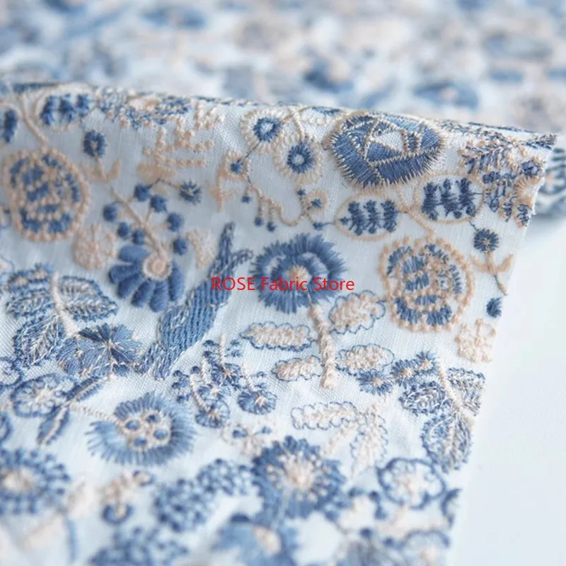 

INS style 3D Flower Embroidery Cotton Linen Fabric DIY Handmade Bag Tablecloths DIY Handmade Fabric Home Decorative