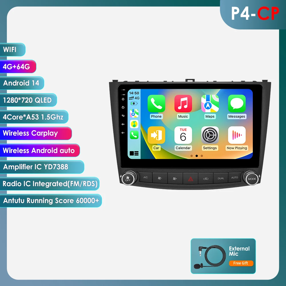 Hizpo Android 14 For Lexus IS250 200 300 350 2006-2012 Car Radio Bluetooth Touchscreen Multimedia Player Autoradio WIFI Carplay image 3