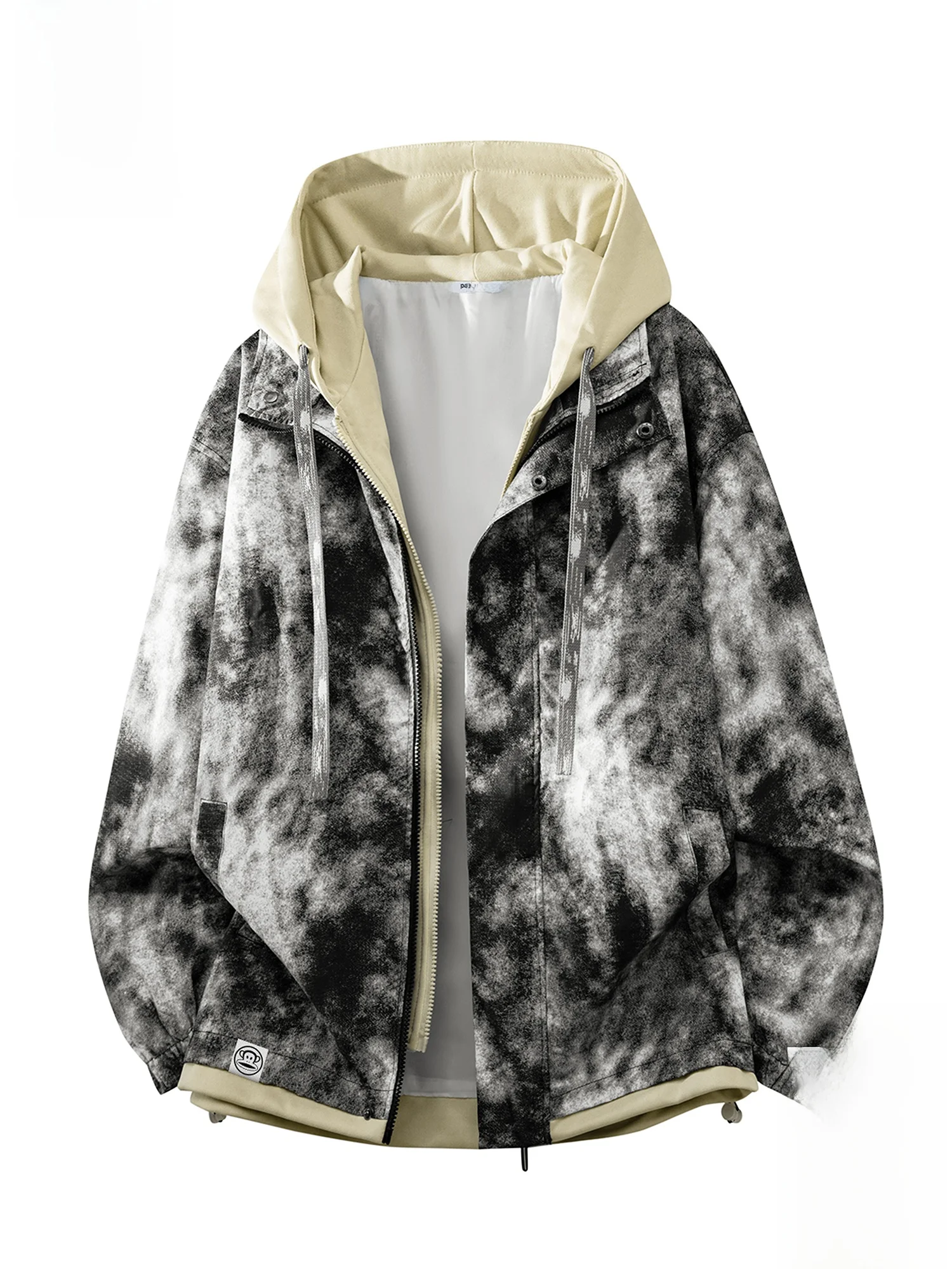 

Мужская толстовка свободного кроя Paul Frank с капюшоном, повседневная верхняя одежда, новинка весны, с узором тай-дай, бренд Large Mouth Monkey