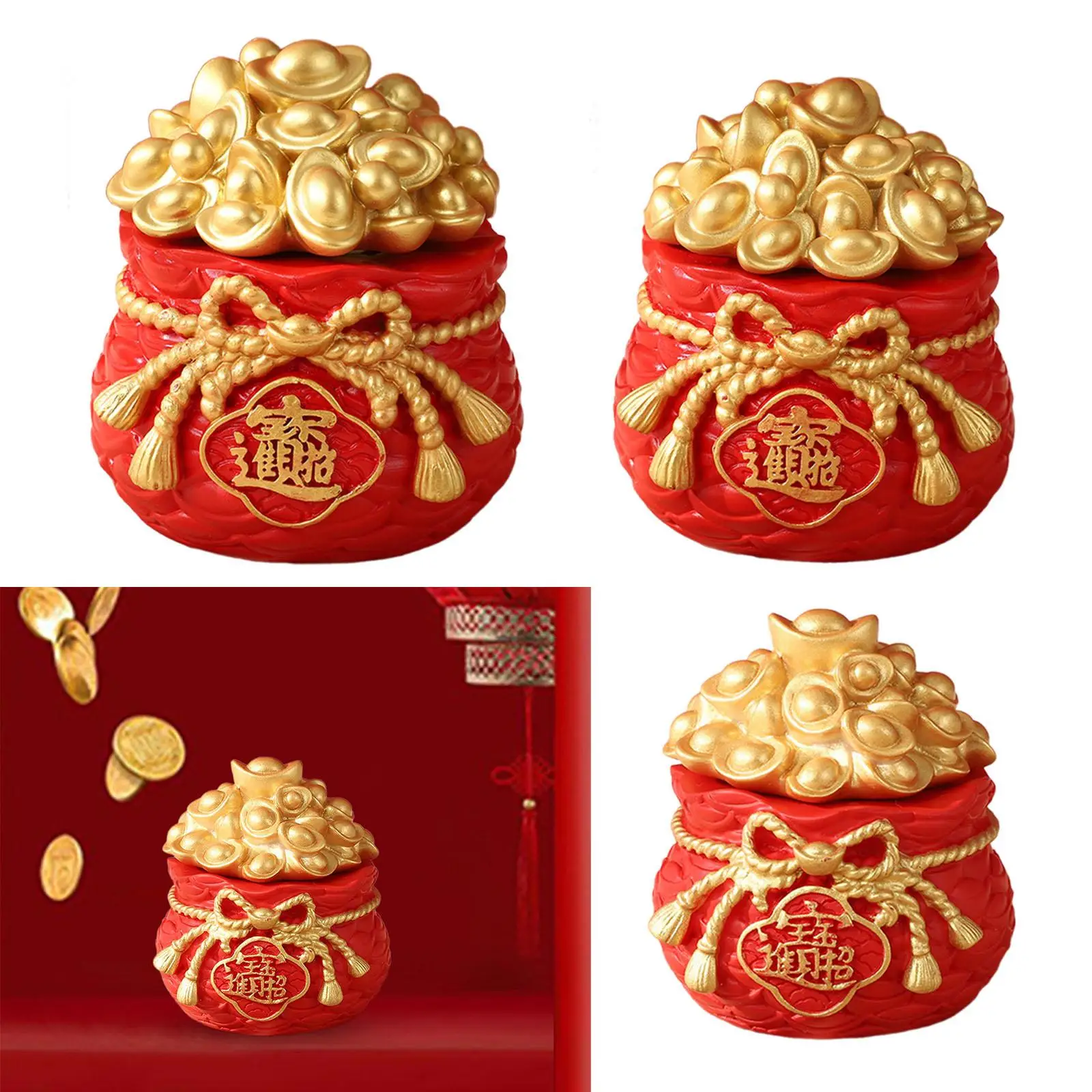 Spring Festival Purse Bag Ornament Good Luck Blessing Bag Sculpture Feng Shui Decor image 2