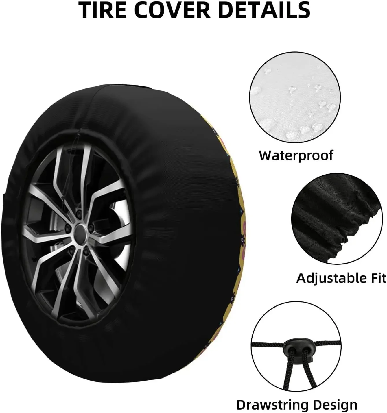 Mandala Boho Floral Flower Spare Tire Cover Wheel Protectors Universal Dust-Proof Waterproof Fit for Trailer Truck Camper