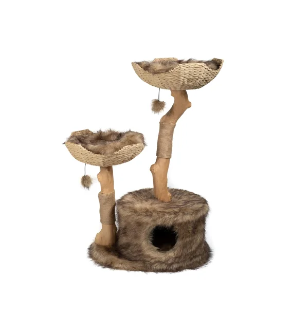 

Modern Luxury Wood Cat Tower For Large Cats Real Branch Cat Scratching Tree