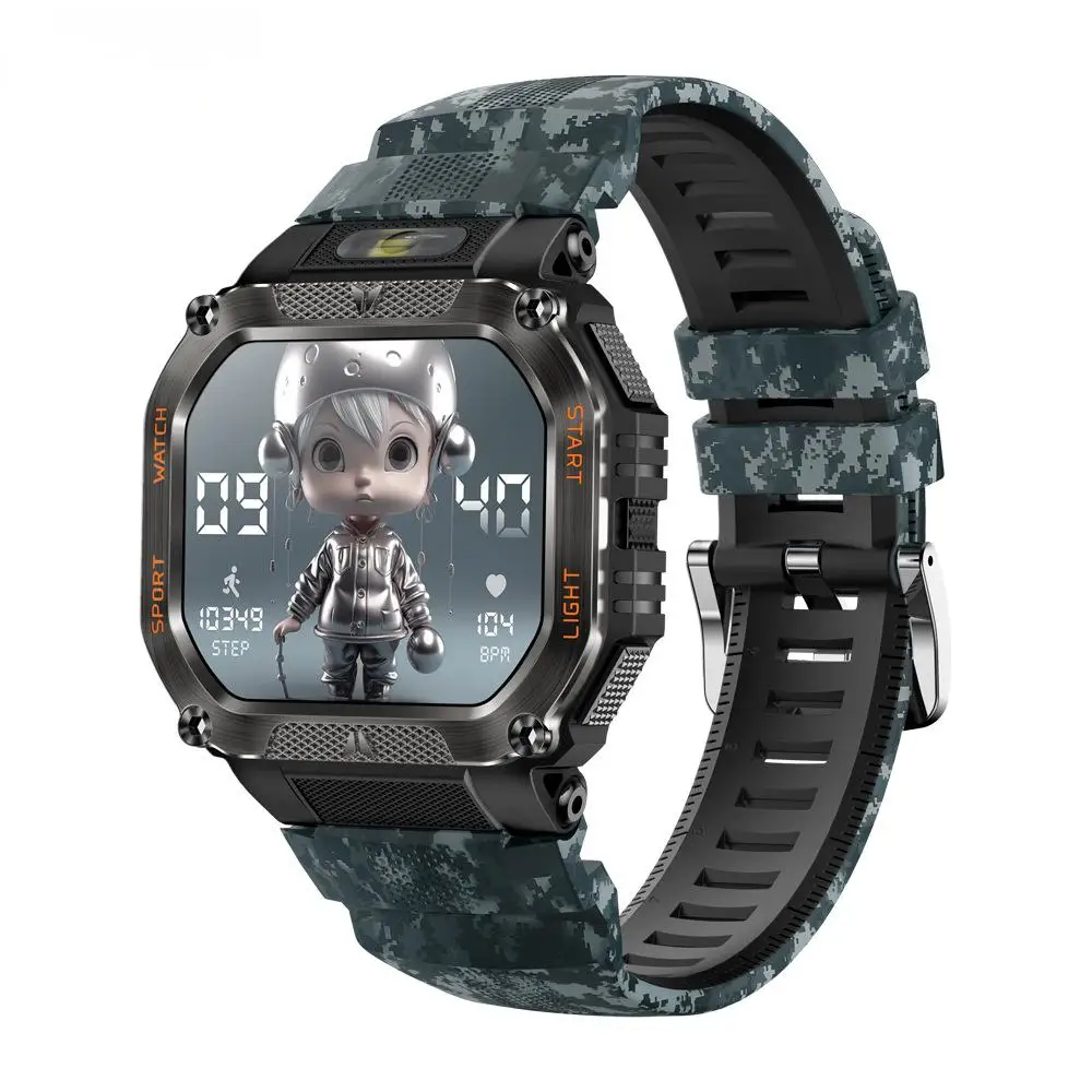 

P85 Outdoor Sports Smart Watch Men With LED Flashlight 1.75 Inch IPS HD Screen BT Calls 3ATM Waterproof Fitness Track Smartwatch