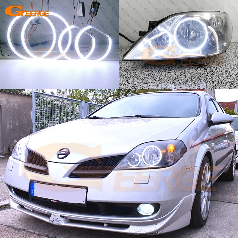 

For NISSAN PRIMERA P12 2002 2003 2004 2005 2006 2007 2008 Day Light Ultra Bright COB Led Angel Eyes Kit Halo Rings