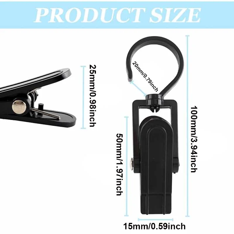 10pcs Laundry Hooks with Clips Super Strong Plastic Home Travel Swivel Hanging Hanger Closet Organizer Clamps Socks Boot Bras