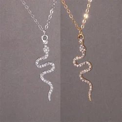Aihua Elegent Punk Crystal Snake Necklace Rhinestone Animal Necklace Trendy Female Male Birthday Party Designer Jewelry Gifts
