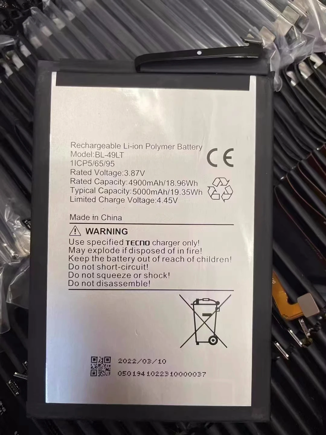 Original new Tecno Camon 19, CI6n, 3.87V 5000mAh BL-49LT Battery