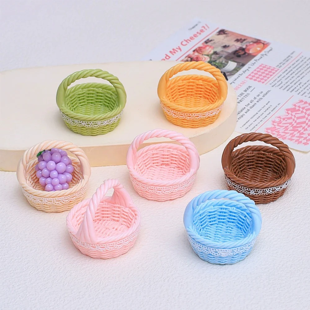5PCS 37x38x41mm Basket Series Miniature Flat Back Resin Cabochons For Hairpin Scrapbooking DIY Home Decor Craft Accessories
