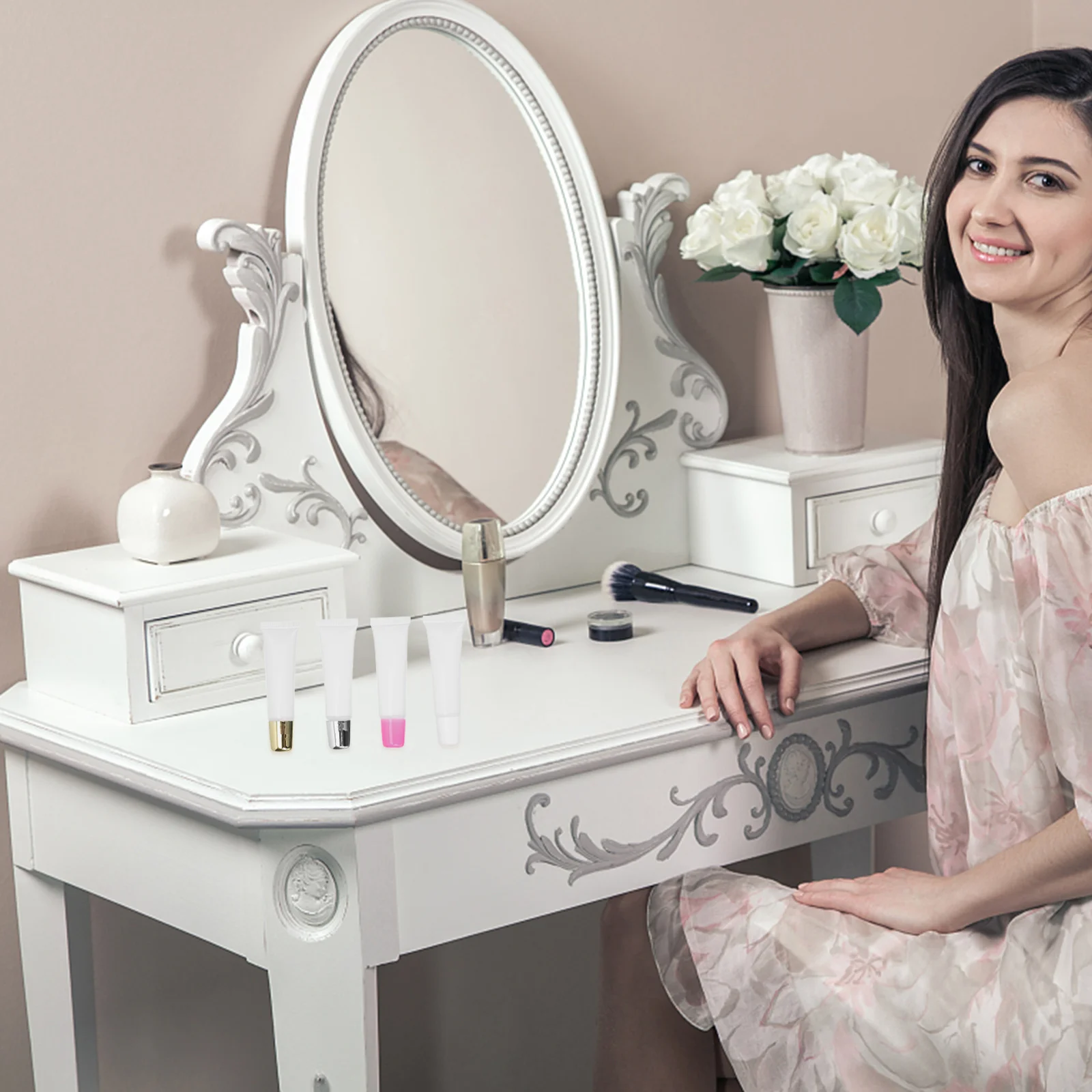 8개입 립글로스 튜브 DIY 빈 립스틱 병 세트 15ml 휴대용 리필 가능한 용기 립 오일 염색용 창의적인 방수 메이크업