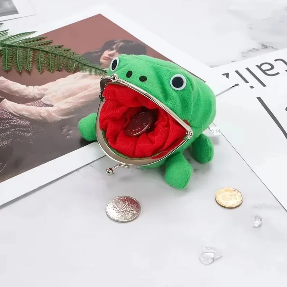 Cute Anime Frog Wallet Coin Purse Kiss Lock Coin Wallet Funny Plush Frog Shape For Women Little Stuff Money Bag Accessories
