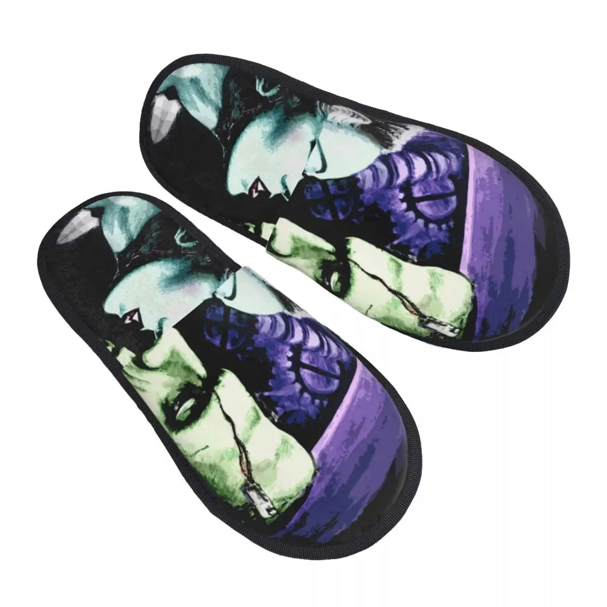 Bride Frankie Monsters In Love Soft Memory Foam House Slippers Frankenstein Spooky Horror Film Comfy Warm Anti-skid Sole Slipper