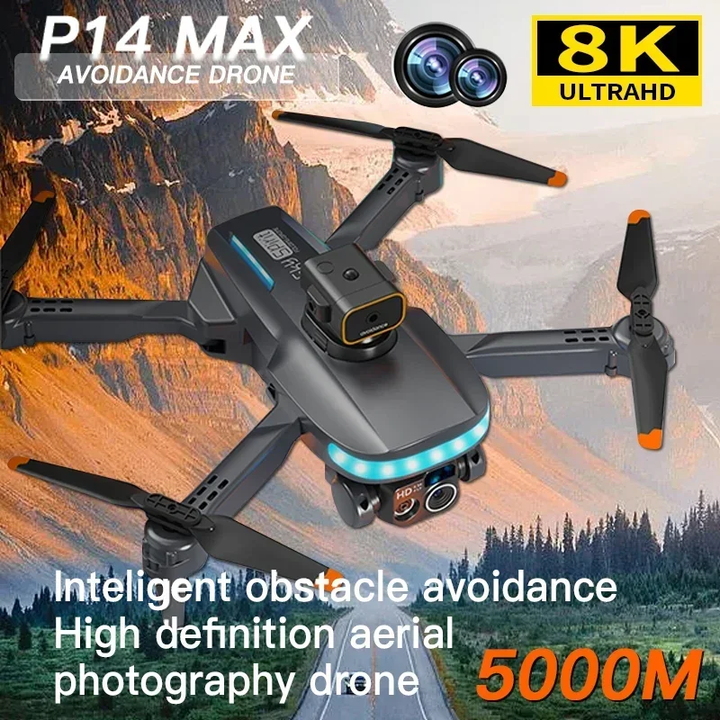 

Original P14 Drone 8K 5G GPS Professional HD Aerial Photography Dual-Camera Obstacle Remote Foldable Aircraft Gift Toy 5000M