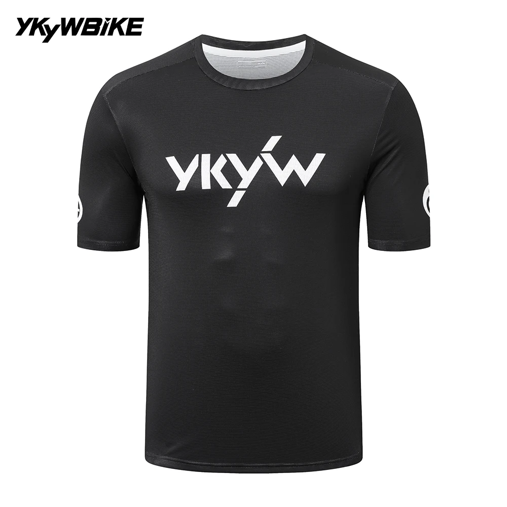 

YKYW Tight Cycling Short Shirt Summer Black Bicycle Shirt Road Bike MTB Jersey Outdoor Sport T-shirt Gym Training Top Quality