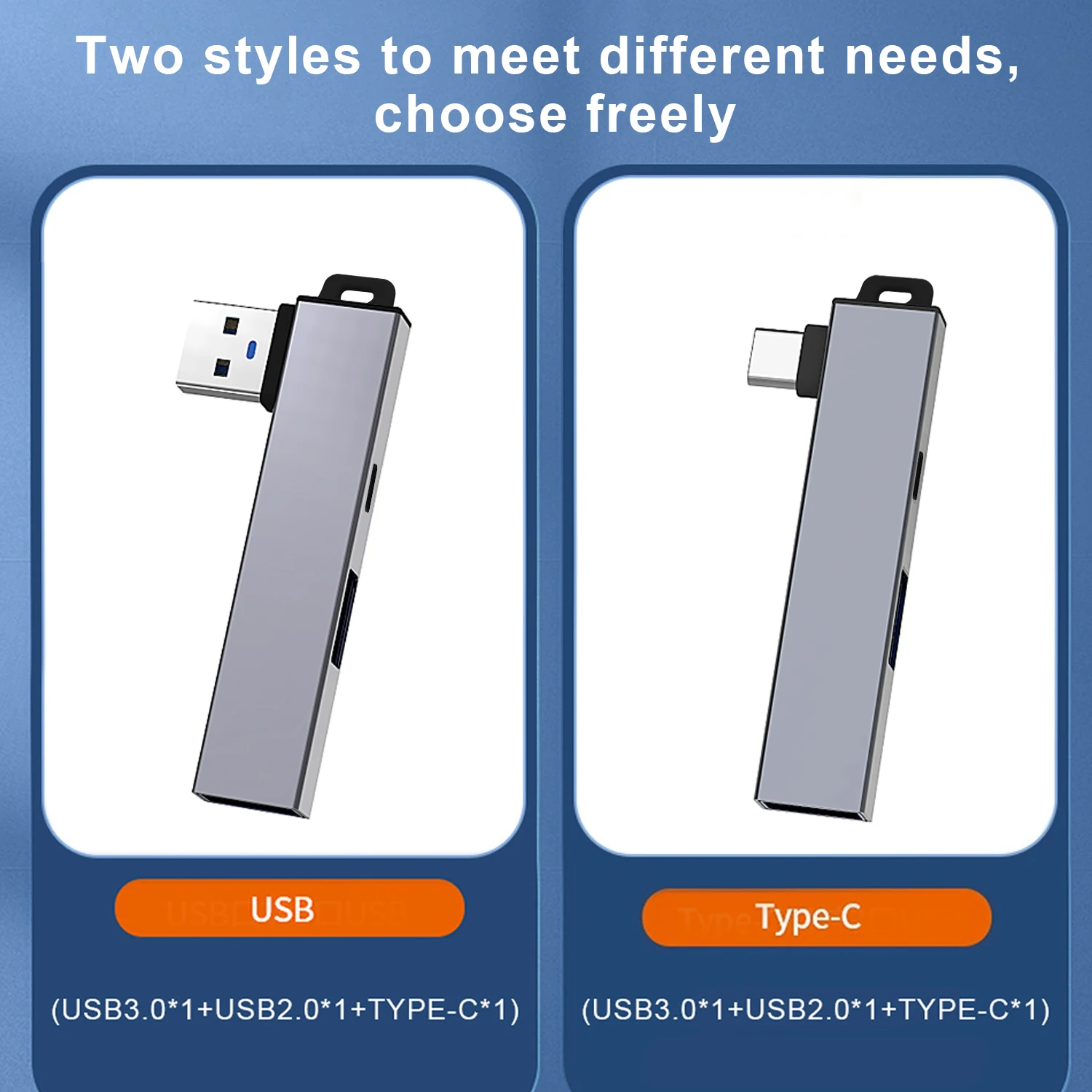 Bend 3 in 1 Hub Mobile Phone Computer One Drag Four Expanders High Speed Transmission USB Dock Multi Function Wire Divider