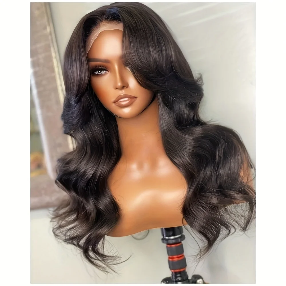 

Бесшовные черные парики с волнистыми волосами, 26 дюймов, 180% плотность, 13*4*1, с кружевной передней частью, для женщин, с детским волосом, из синтетического волокна, для повседневной носки