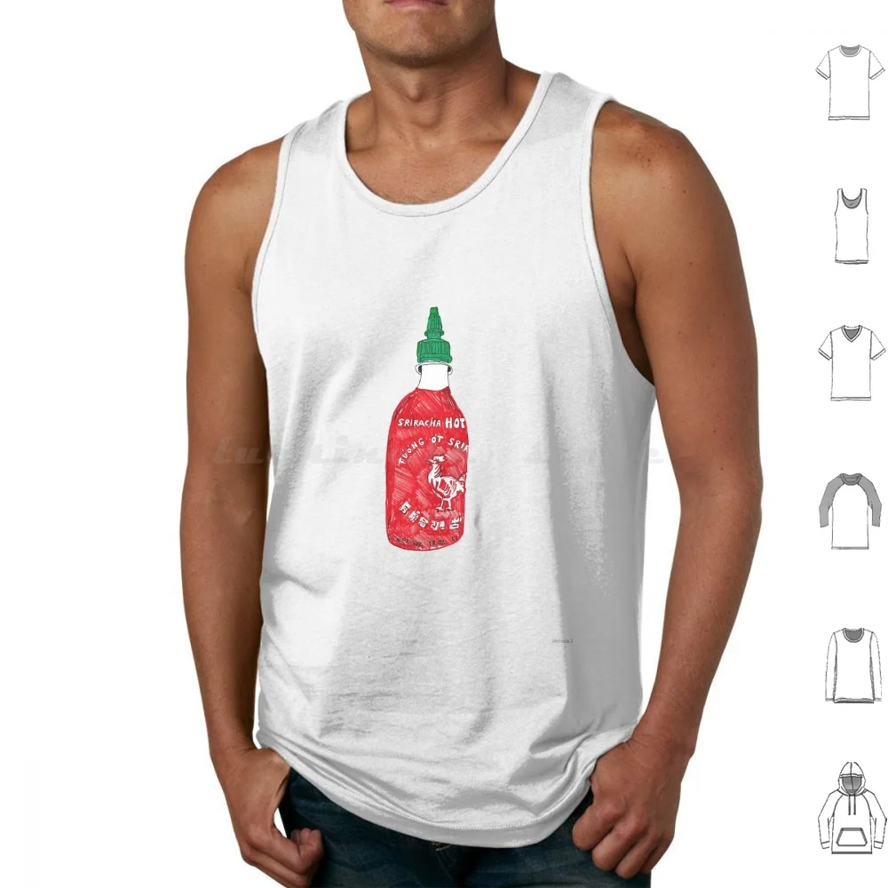 Camisetas sin mangas Sriracha con estampado gráfico de comida Sriracha