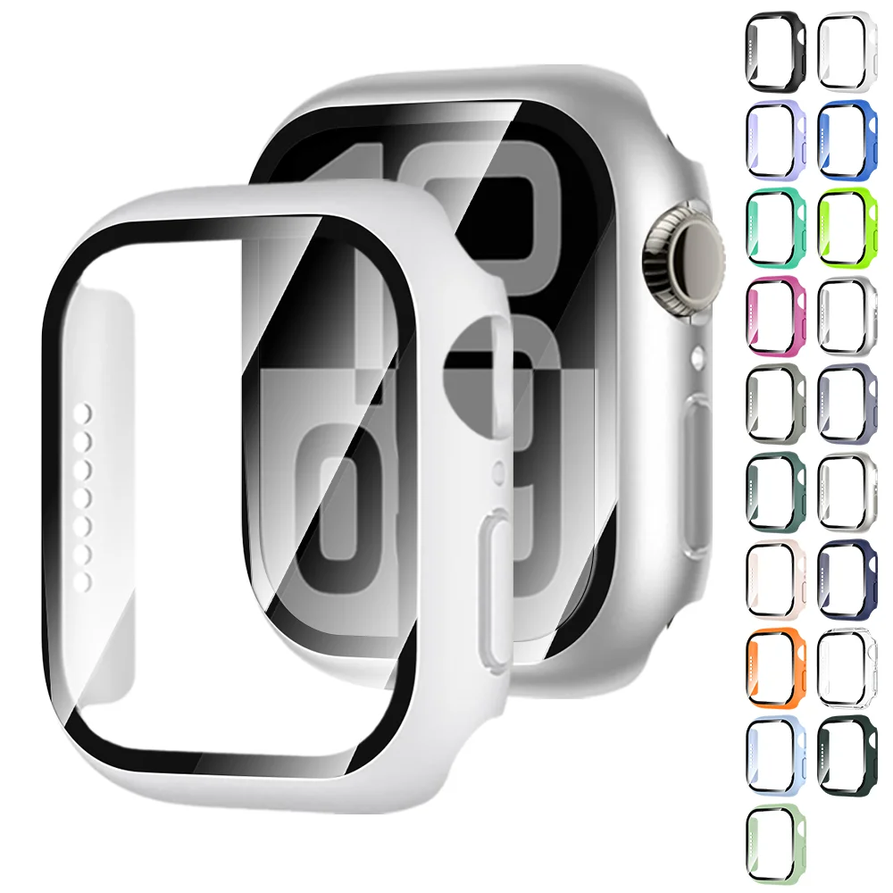 

Чехол из закаленного стекла для Apple Watch, защитная пленка для экрана 46 мм, 42 мм, 40 мм, 41 мм, 44 мм, 45 мм, чехол для iWatch Series 11 10 9 8 7 6 5 4 SE