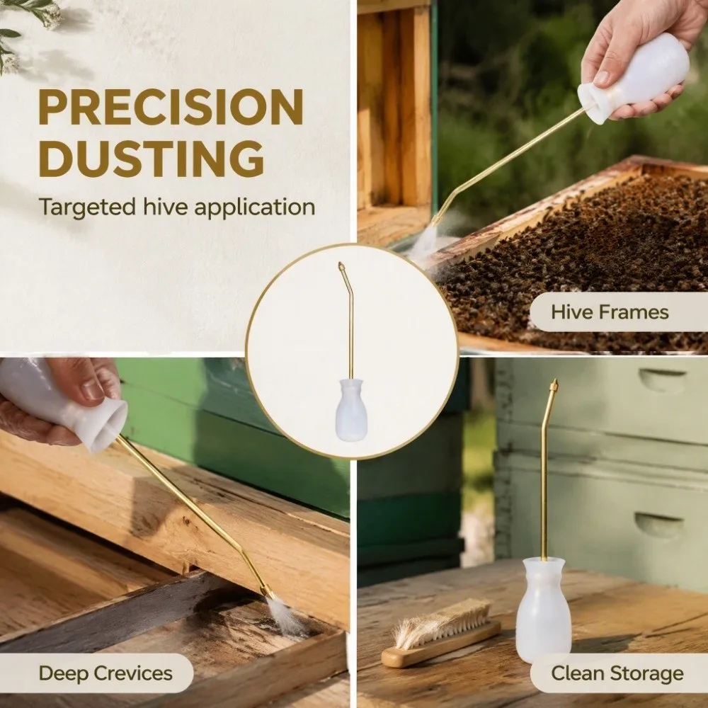 Convenient Copper Head Powder Blower Durable Silicone Part Beekeeping Tool Portable Translucent Acaricidal Duster Beekeeping