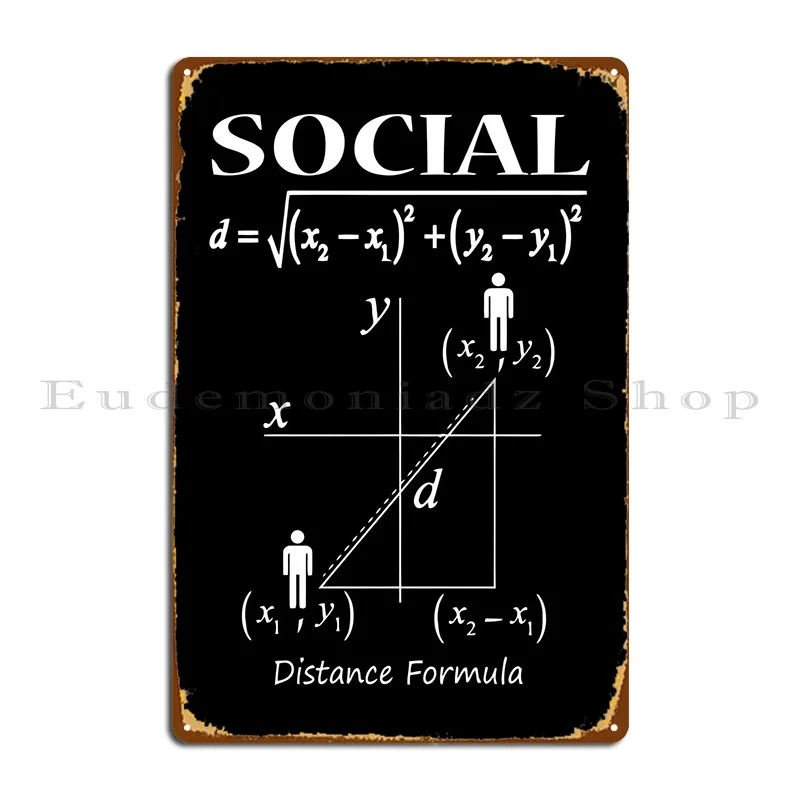 Social Distance Metal Sign Classic Printing Rusty Retro Cinema Tin Sign Poster