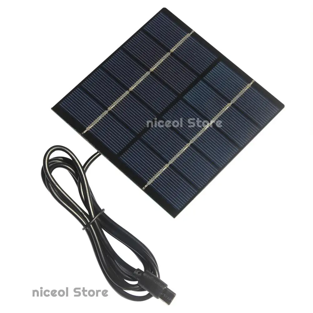 1.5W 5V Solar Panel with Type-C Output Polycrystalline Solar Panel with 3.28FT USB Cable for Phones Power Banks Tablets