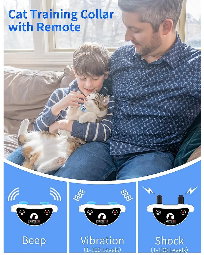 2 IN 1 Cat Automatic Stop Meow Trainer,Remote Cat Anti Meowing Collar,Cat Stop bark Collar,Safe and Helpful for Cats