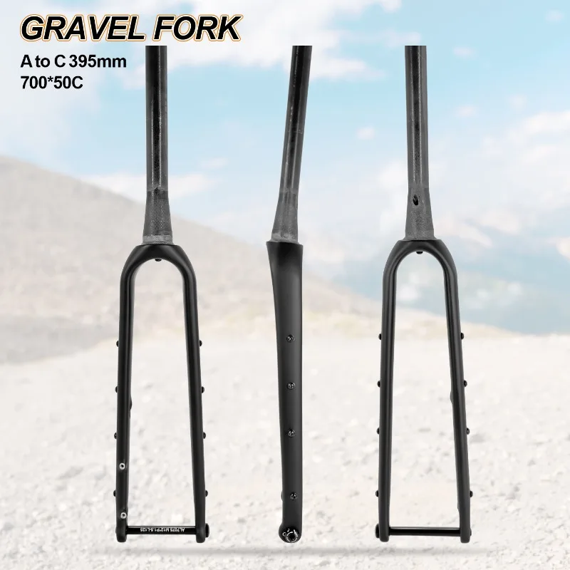 FM306 Carbon Gravel Fork 12x100 Flat Mount 160 180 Disc Brake 700x50C Offset 45 50