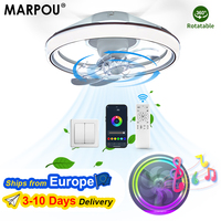 MARPOU Ceiling Fan Lights 90W 7-blade oscillating Fan Modern Ceiling Fan with LED Light Remote Control Restaurant LED Fan Lamp