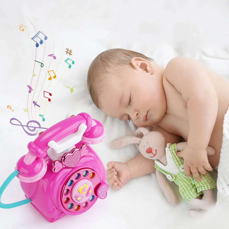 New Children's Early Education Simulation Phone Toy With Music And Lights Retro Landline Storytelling Puzzle Toys Gift For Girls