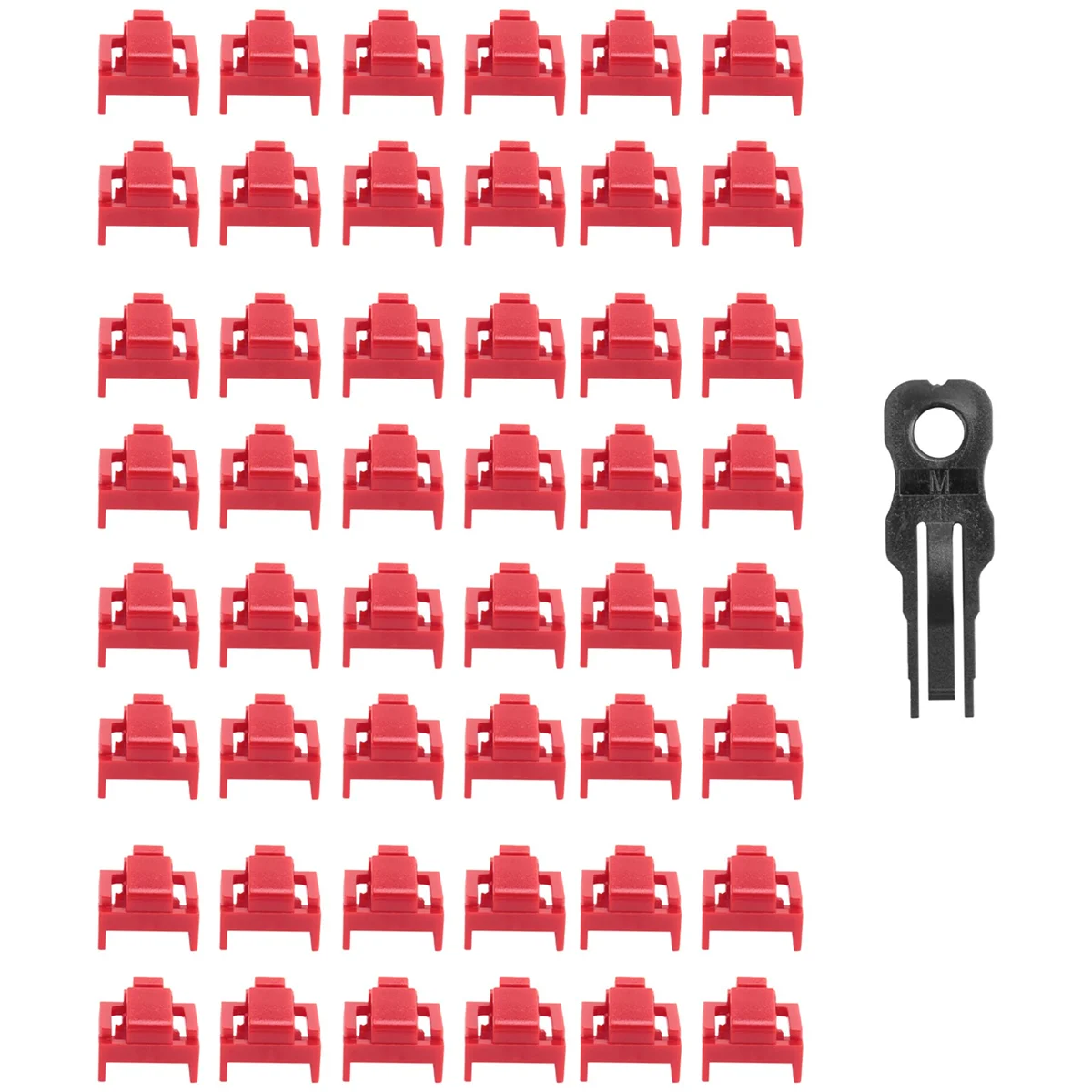 100 個レッド RJ45 ポートイーサネット LAN ハブアンチダストカバープラグキャップブロックアウトプロテクター独自のロックとキーレア