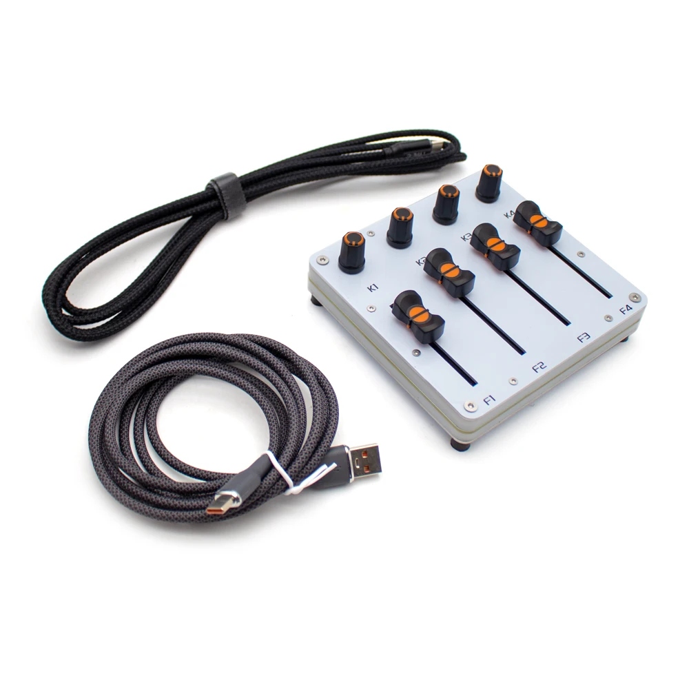 4-Knob & 4-Fader MIDI Controller with Customizable CC Mapping