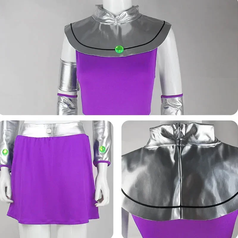 أزياء برينسيس كورياندر لور كوسبلاي، Déguisement de Princesse Starfire avec Gants et Chaussets pour Halloween