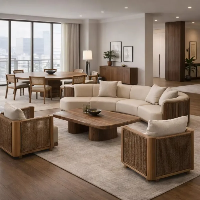 # Modern Eco-Friendly Adjustable Vacuum Compression Sofa Set Fullness Support For Living Room Hotel Use