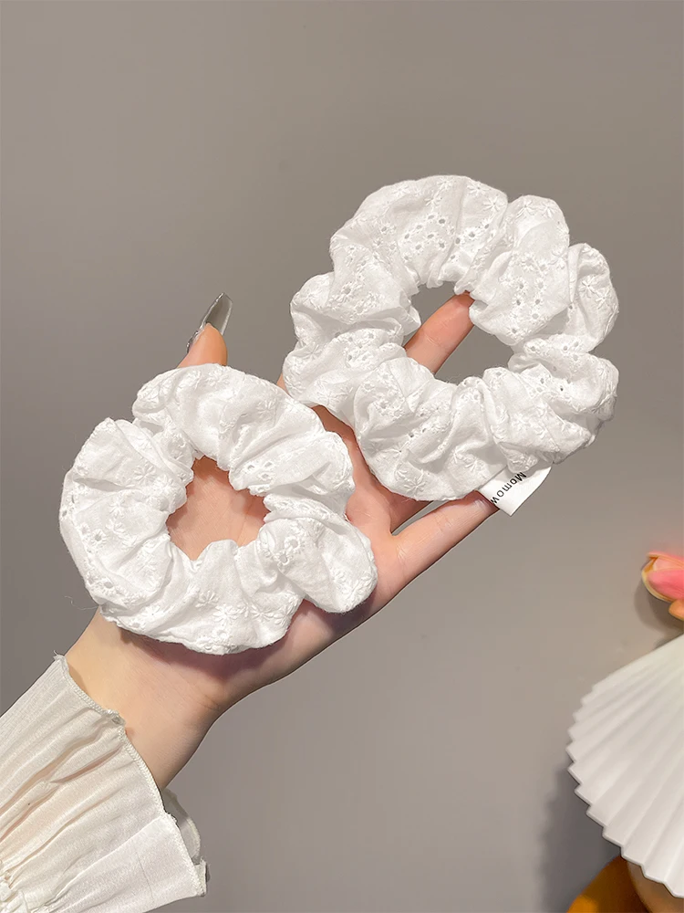 White High Elasticity Hair Ties for Women Cute  Style Large Intestine Hair Bands Fairy Tale Princess Ball Head Accessories