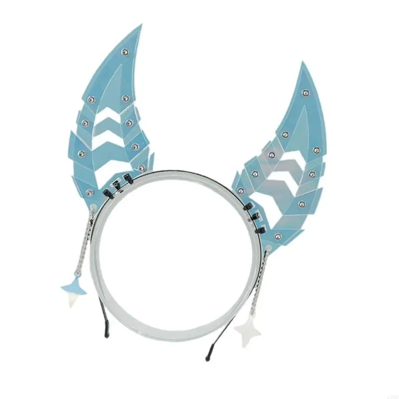 270D Machinery Techwear Devil Ear Hairhoop Roleplaying Costume Props Headband Halloween Hairhoop Motorcyclist Anime Hairband