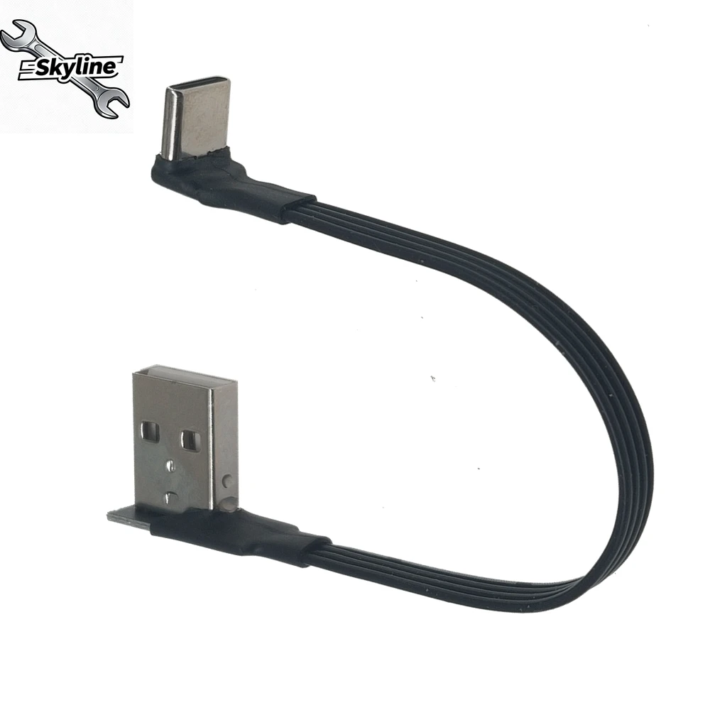 1M 2M 3M 5CM Male UP Down Angled 90 Degree to USB 2.0 Male Data Flat Cable 0.1m/0.2m/0.5m