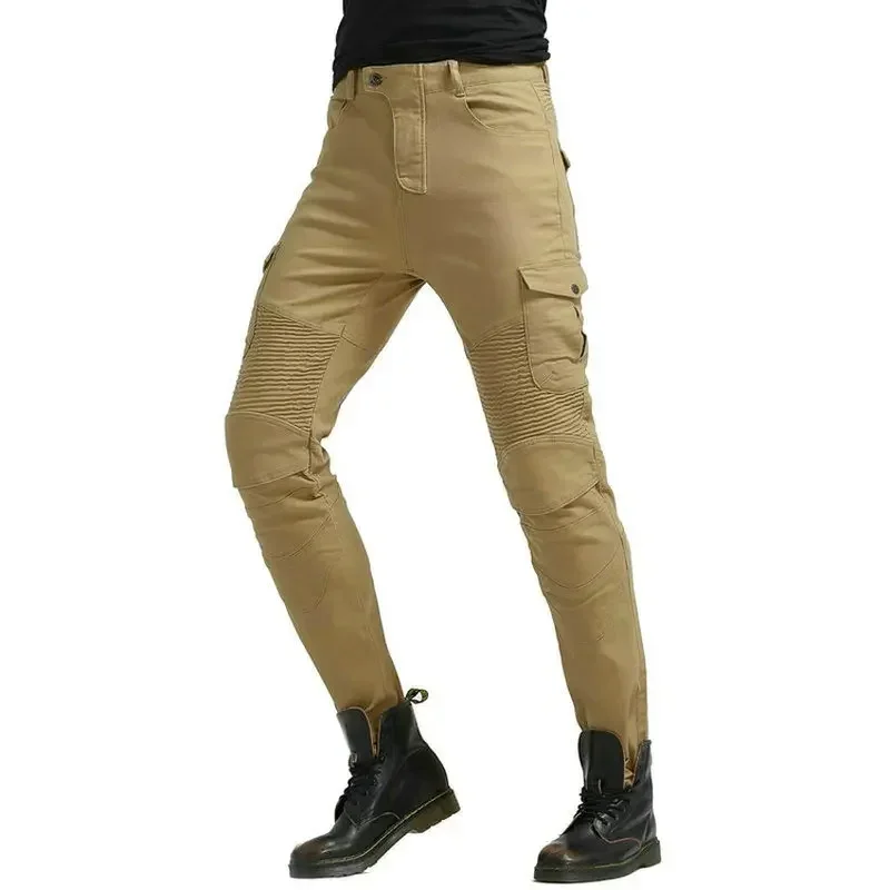 Volero Motorcycle Riding Trousers Loose Straight Khaki Casual Protective Jeans Locomotive Sports Racing Knight Leisure Pants