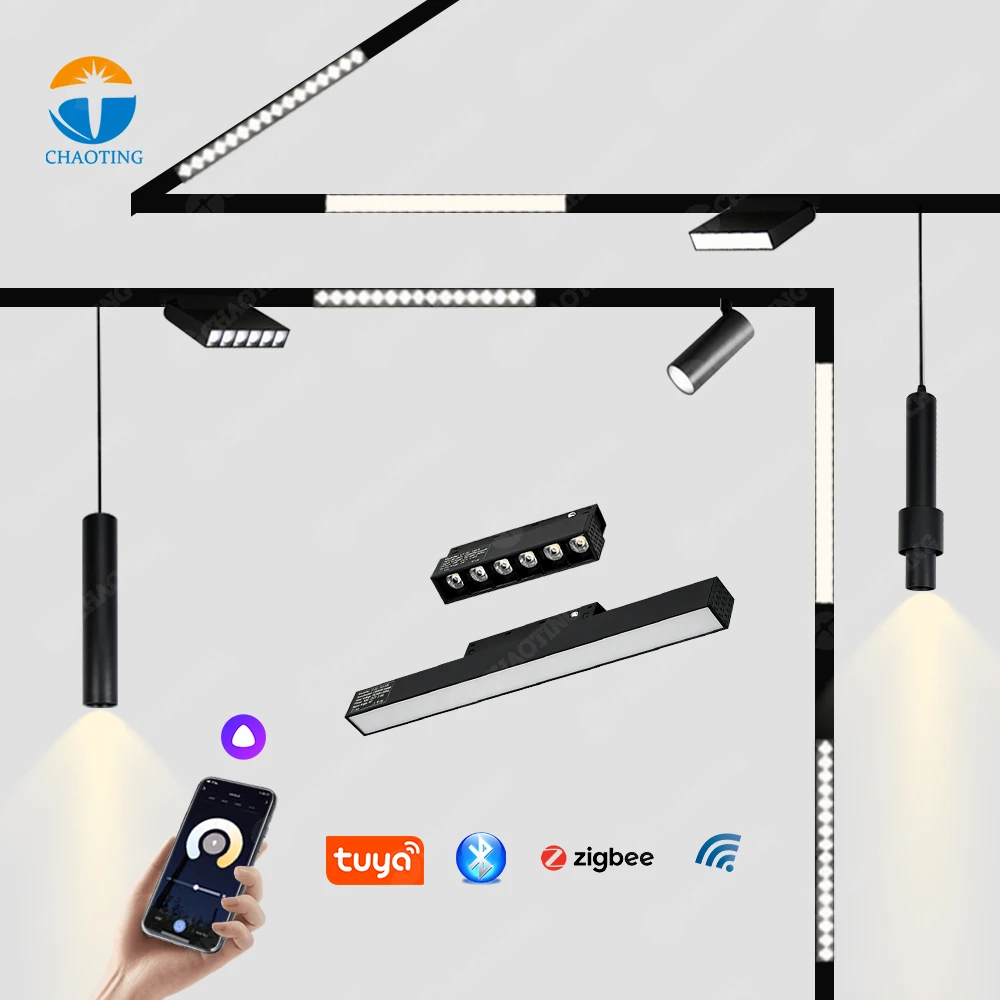Track Lighting Manufacturers 48V Low Voltage APP Tuya Remote Smart Dimmable Magnetic Track Light LED System For Hotel Showroom
