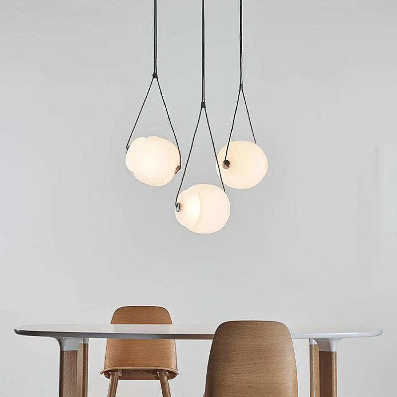 

Adjustable Chandelier Chrome White Glass Ceiling Light Luster Dimmable 3-Color Pendant Light for Living Room Villa Modern